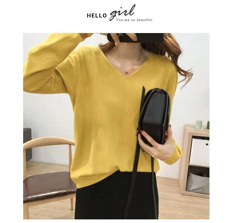 Women's V-Neck Knit Sweater: Large Size, Loose Fit, Slimming, Solid Color, Perfect for Early Autumn and Winter