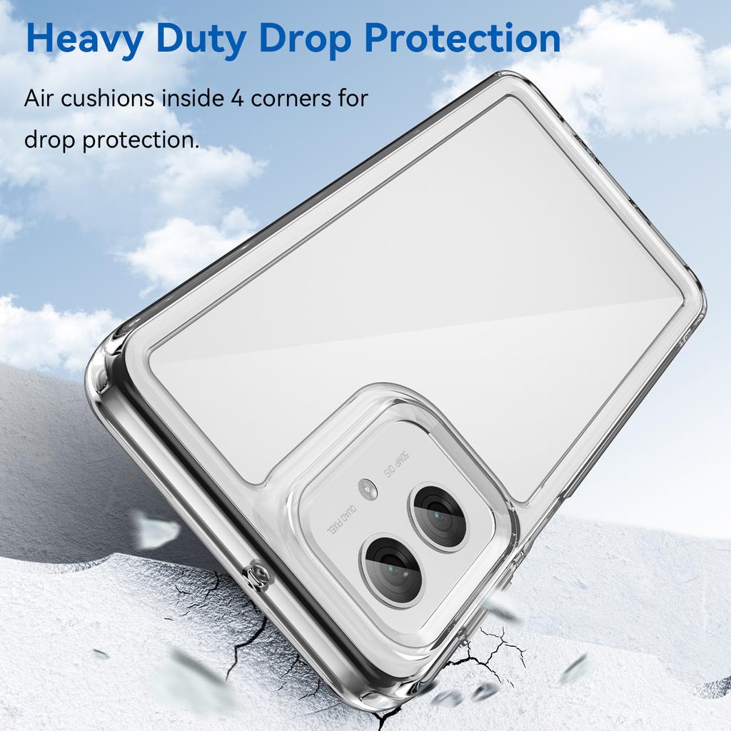 WANLONFENG MF Series for Motorola Moto G55 5G Case TPU+Acrylic Clear Phone Cover with Tempered Glass Film