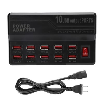 USB Smart Charger 10-Ports 12A Fast Charging Station Power Hub Strip Plug Dock Block