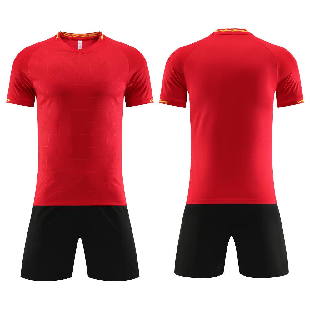 2025 children's football jersey set, men's game jersey summer training printed double-sided pockets, short-sleeved football jersey