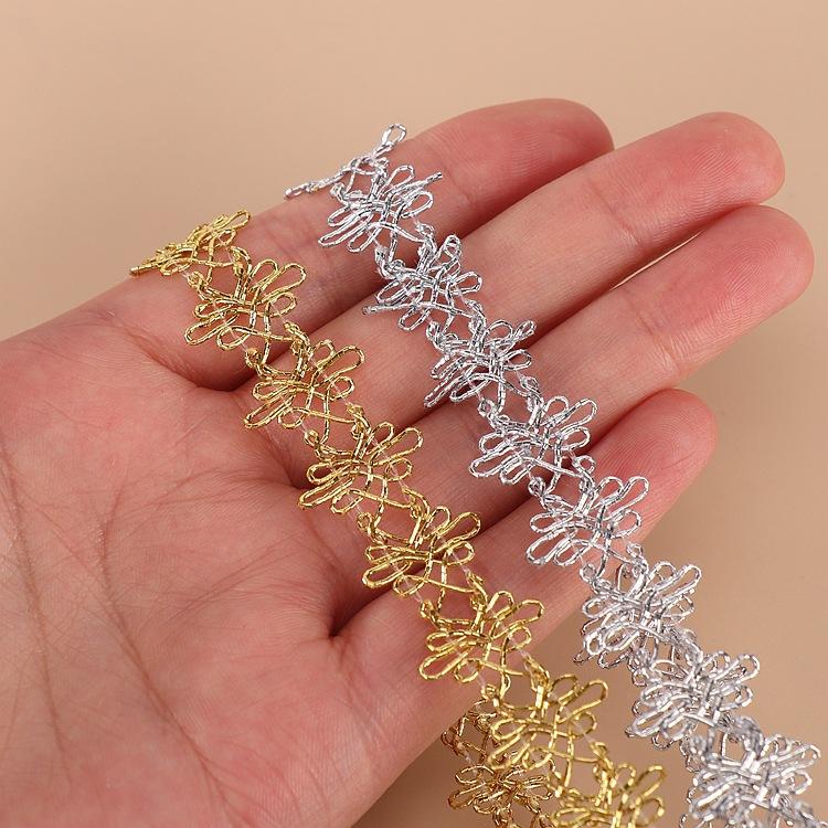 5 meters/16.4ft each pack lace sewing golden trims ribbons curtain curve accessory handmade DIY craft bra dress gowns decoration