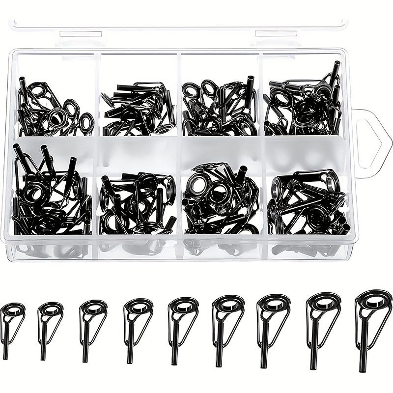 80pcs Ceramic Fishing Rod Guides High Carbon Steel Frame DIY Guide Tip Top Ring Repair Kit for Rod Building and Restoration260319