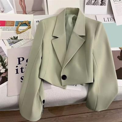 Manteau de costume pour femmes, Style d'affaires formel, col rabattu, décor de boutons, coupe cintrée, couleur unie, manches longues, Cardigan, fermeture à bouton unique OL