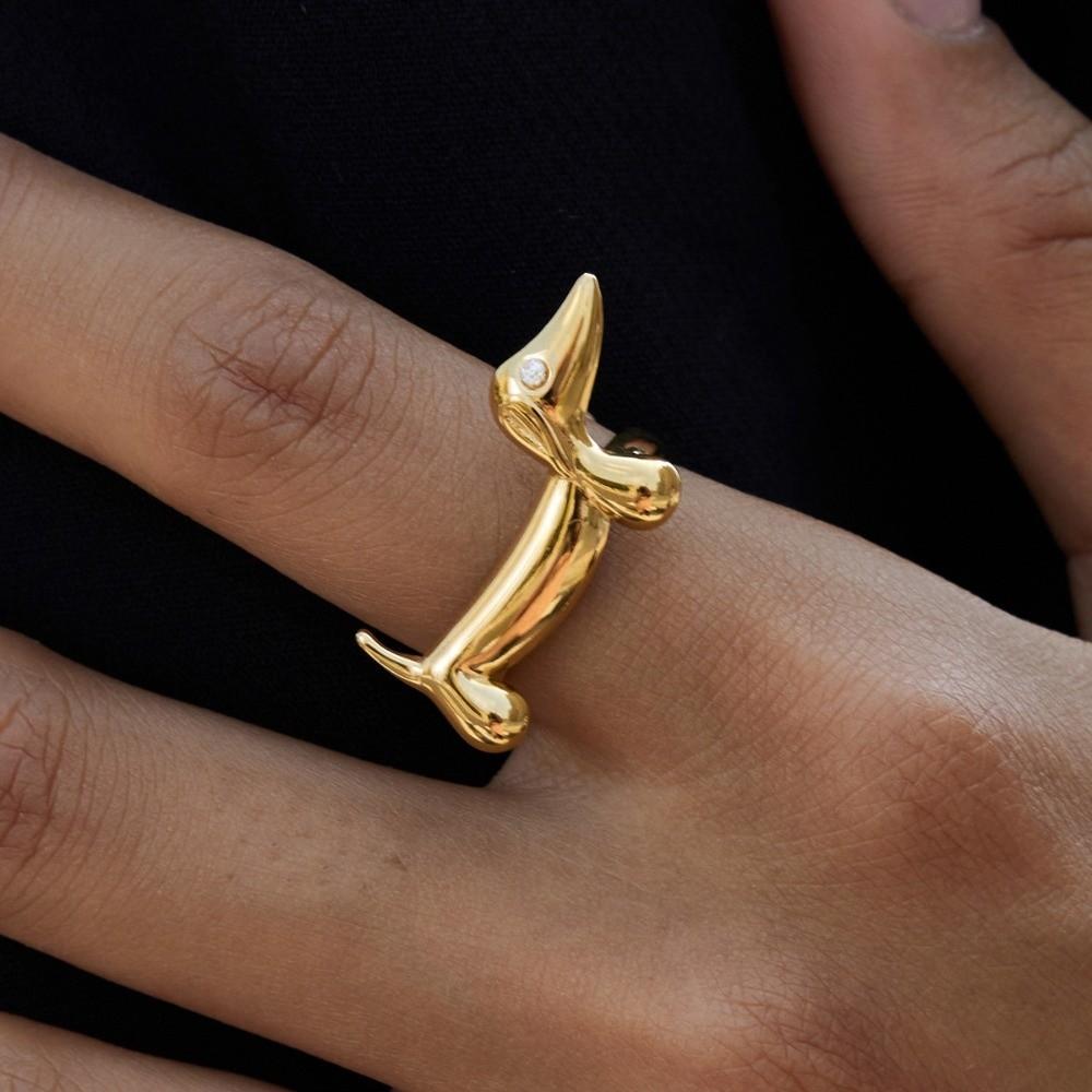 Cat Opening Ring Lines Women Jewelry Minimalist Dog Ring  Ladies