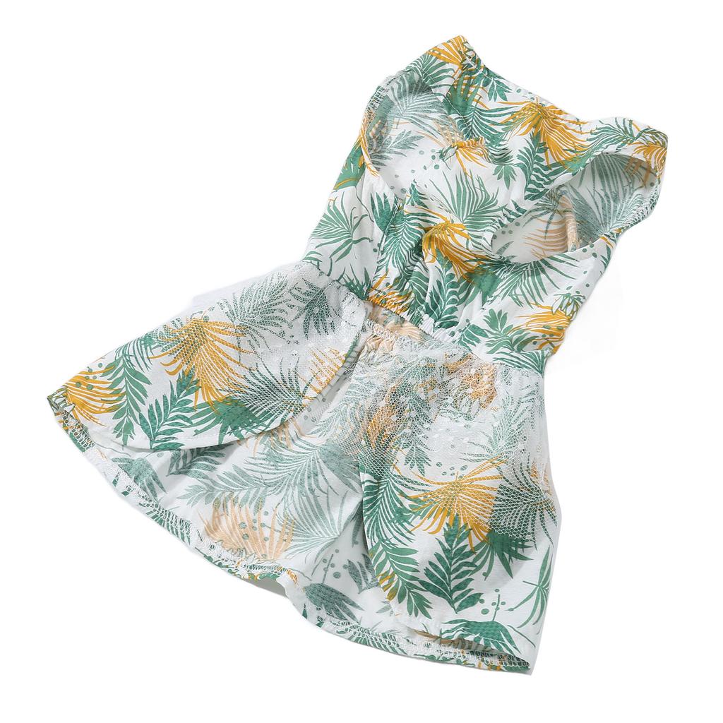 Summer Dog Dress Fashionable Exquisite Leaf Pattern Cute Doggie Dress for Cats Puppy