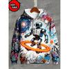 3D Print Hoodie Men Horror Clown Collage Graffiti Cartoon Face All Over Print Drawstring Casual Hooded Sweat Top