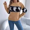 Autumn/Winter Women's Hoodie Halloween-themed Ghost Contrast-colour Long-sleeved Pullover Women's Knitted Sweater Top