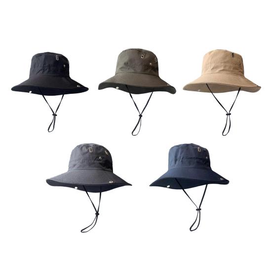 Chapeau de cowboy western UPF 50+ Respirant Ventilé Protection Solaire Large Bord Chapeau seau avec Cordon coupe-vent réglable Randonnée Camping Plein air Pêcheur