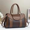 Women's Tote Bag with Brown and White Striped Design, Casual Handbag Large Capacity Top-Handle Bag For Commuting Shopping