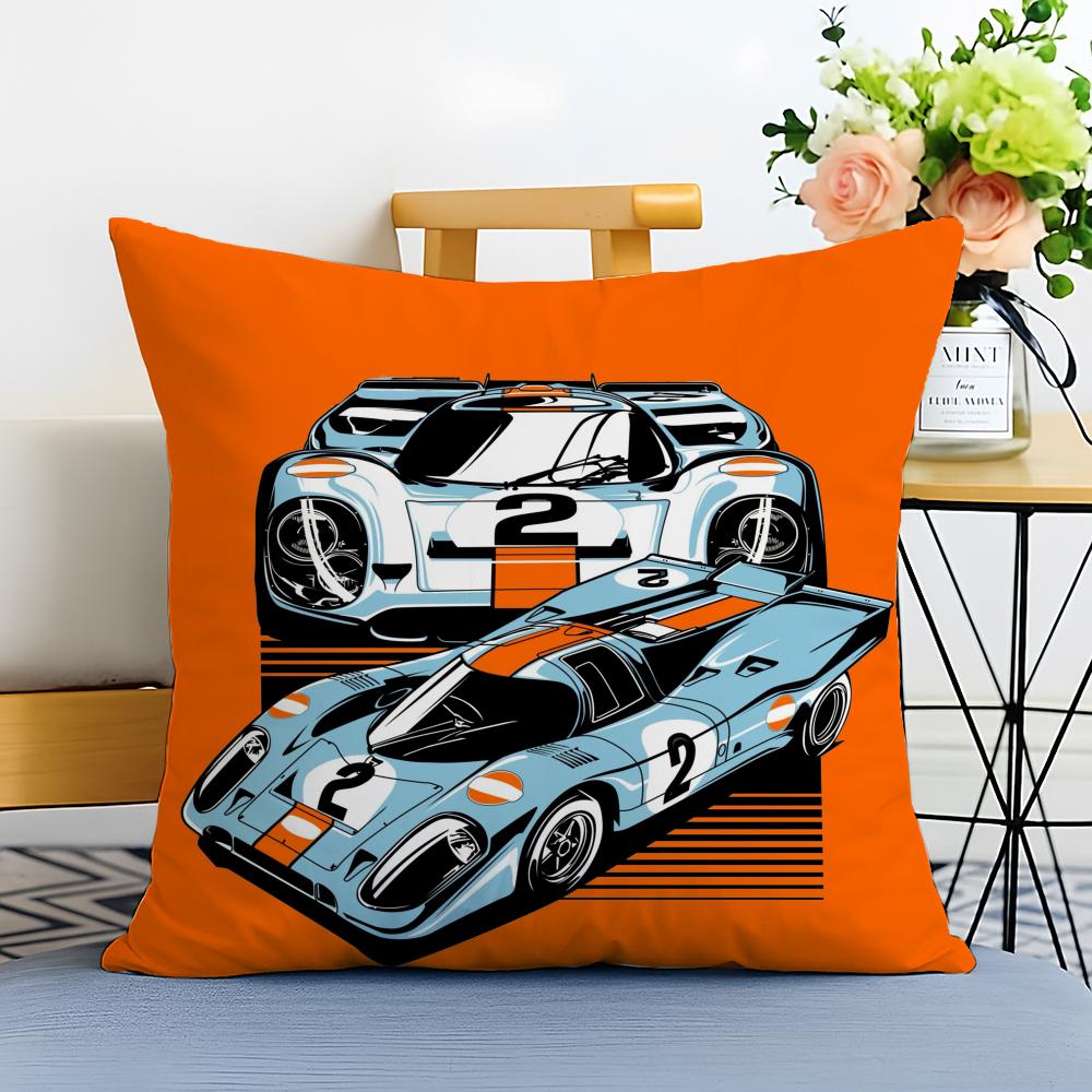 sports car illustration Cushion Cover Washable Linen comfort Soft  for Sofa Bed Cozy Home Room Decor