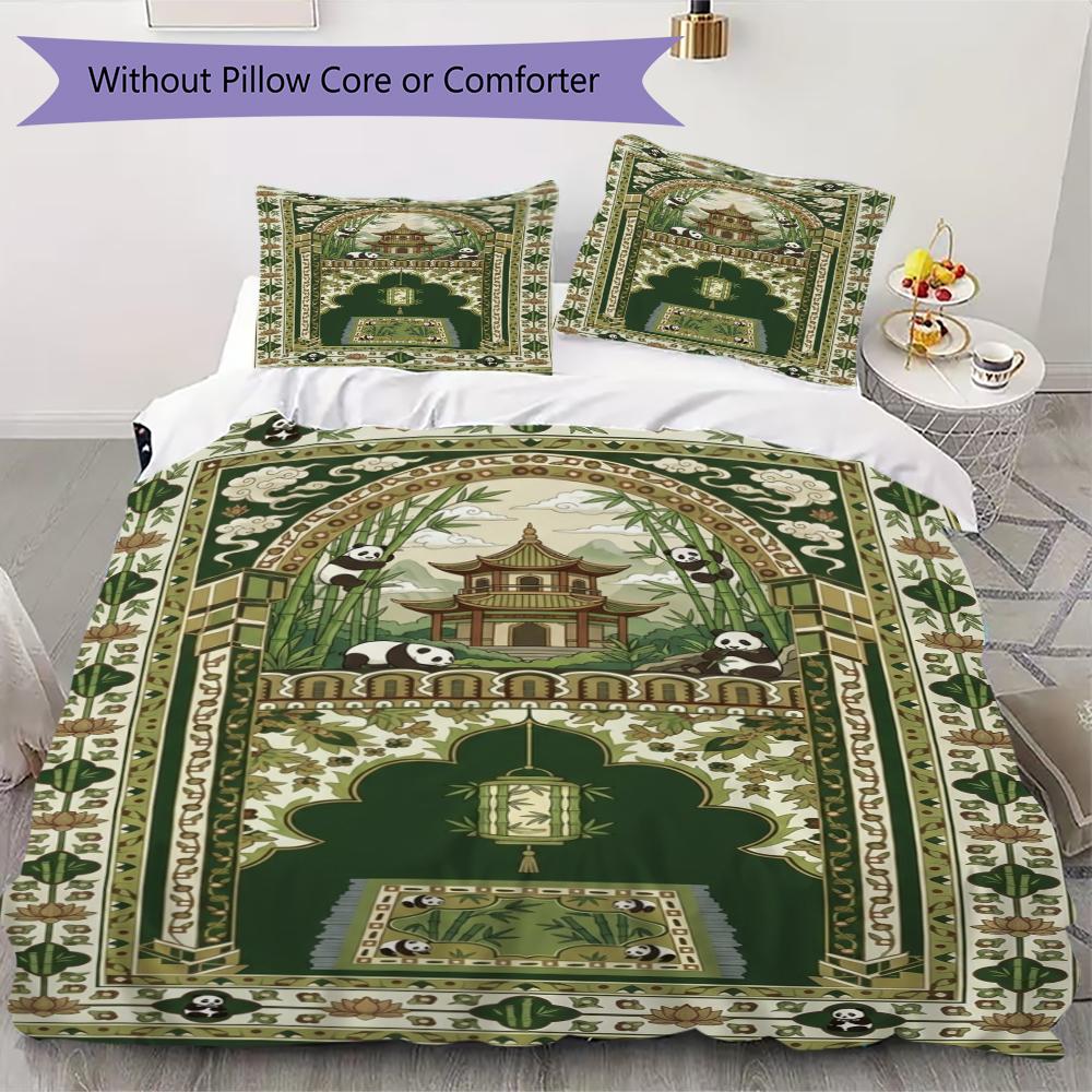 Bear and Panda Pattern Bedding uilt Set uilt Cover Pillowcase Home Decoration Birthday Gift (1 * duvet cover + 2 * pillowcase  without core)169