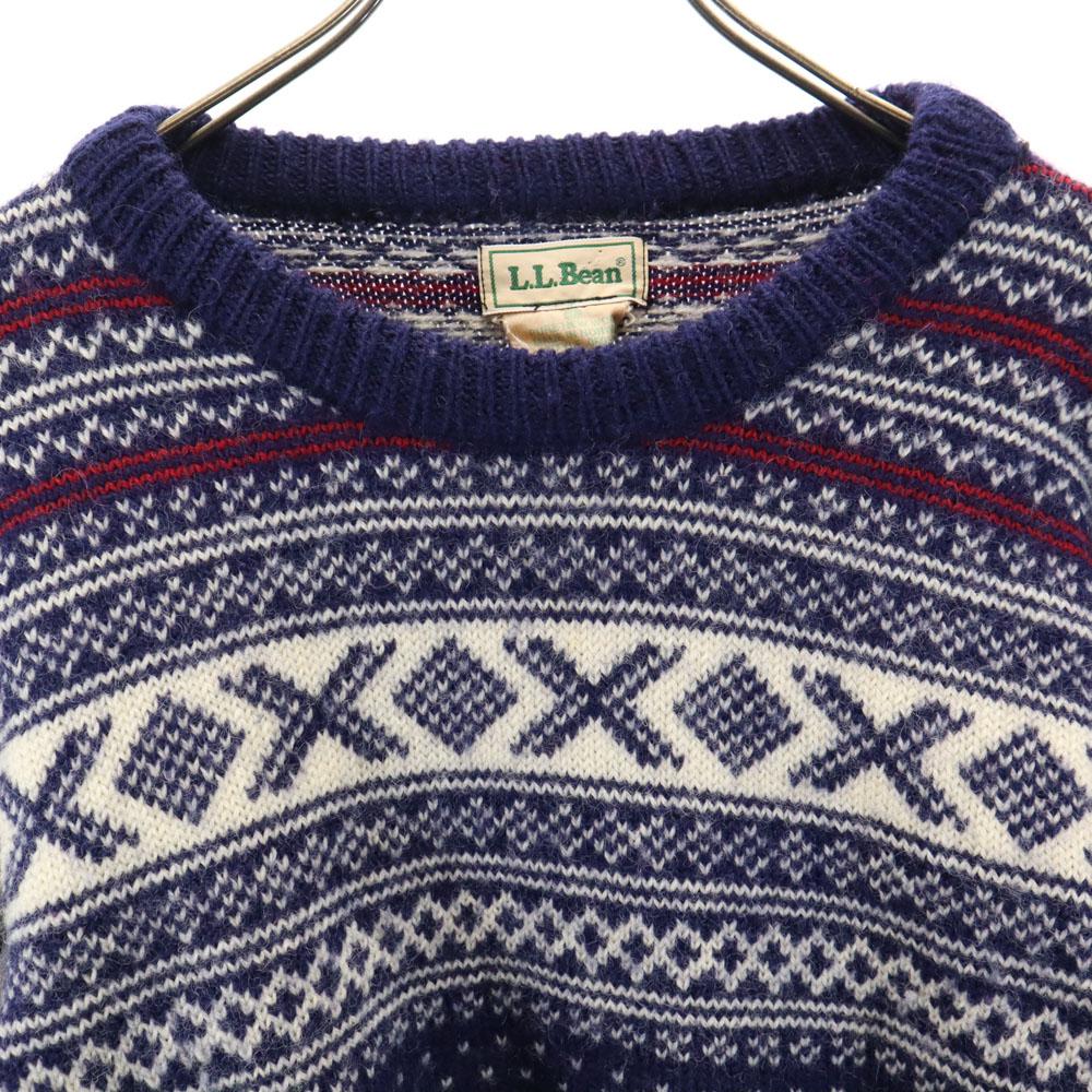 L.L.BEAN 80s Made In Norway Vintage Fair Isle Pattern Long Sleeve Sweater Women Used