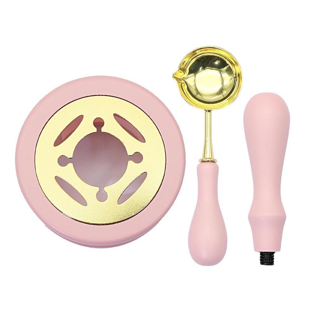 Wax Seal Melting Furnace Set with Handle & Spoon - Wooden Granule Furnace for Crafting