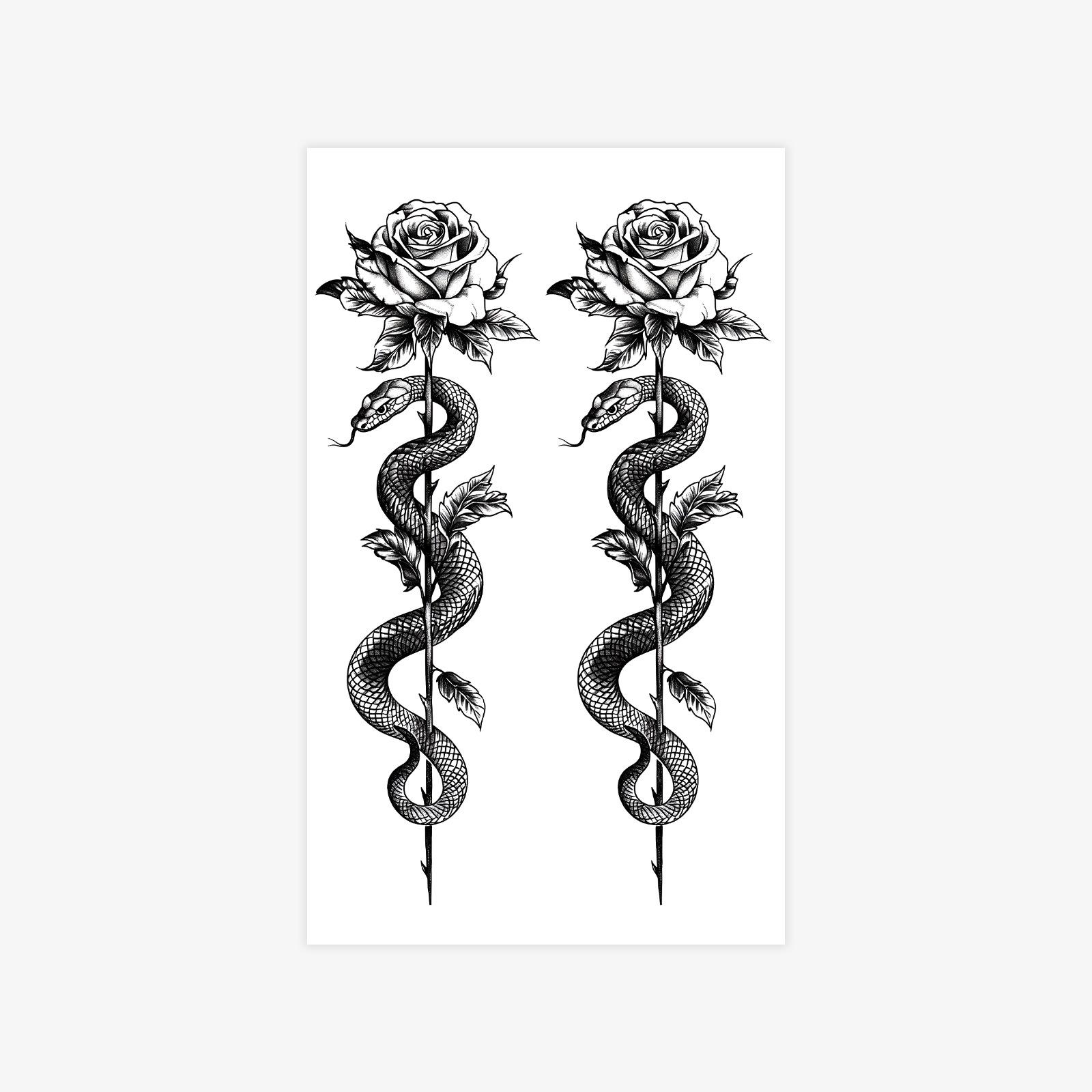 Premium Personality Domineering Diablo Spice Girl Rose Flower And Snake Tattoo Sticker 9*15