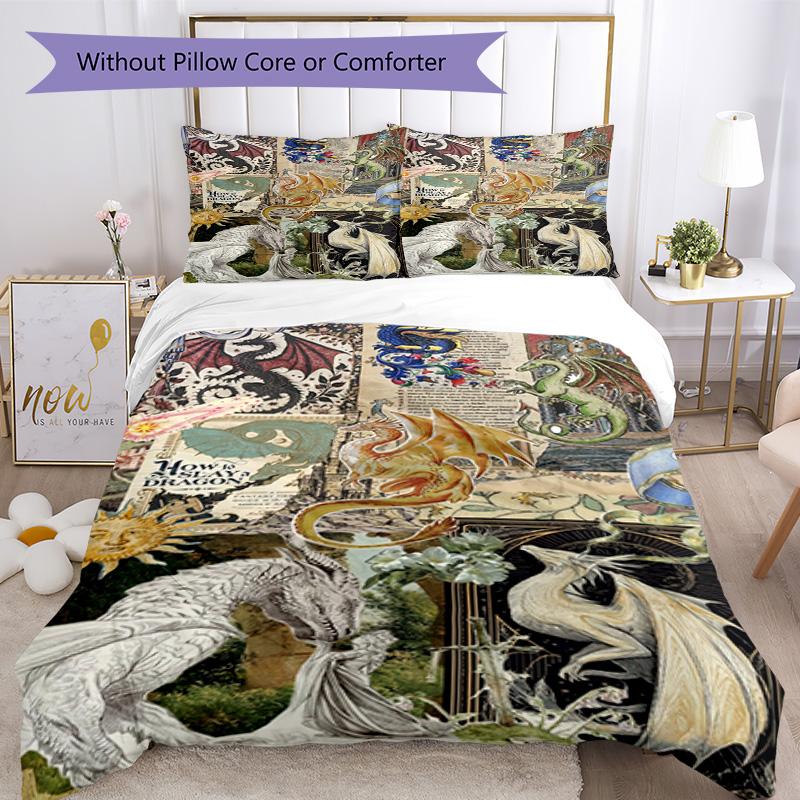 Set Biancheria da Letto Stile Gotico Traspirante Copripiumino con Federe Biancheria da Letto Decorativa per Camera da Letto Decorazione Casa Regalo di Compleanno