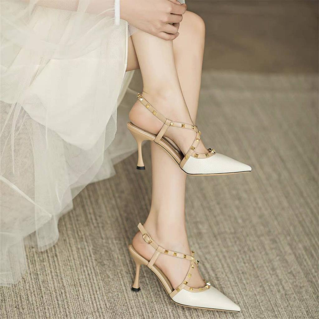 Fashion Autumn Women's Shoes Fashion Women's Pumps Pointed Toe High Heels Shallow Rivet Women's Sandals Shoes for Women Zapatos Mujer