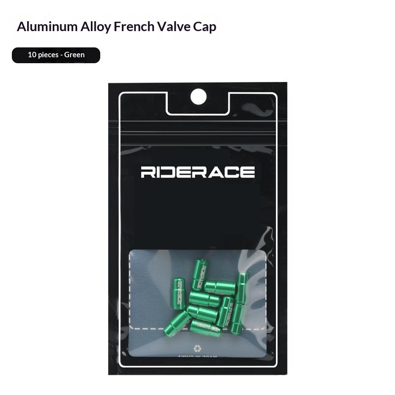 

10Pcs Lightweight Aluminum Alloy Bicycle Tire Valve Caps Dustproof Road Bike Tube Tyre Gas Nozzle Covers for Presta FV зелений