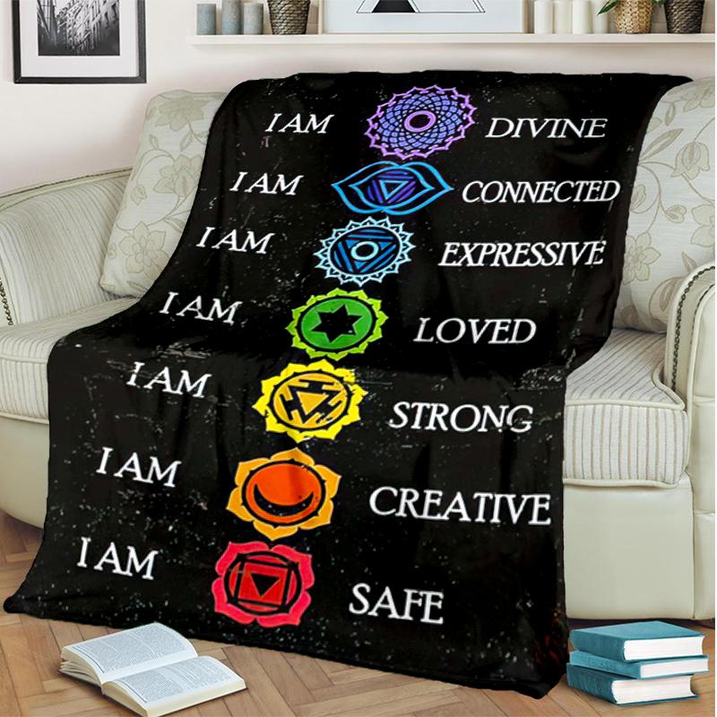 1PC Yoga Elements printed blanket, all season lightweight home office outdoor nap multifunctional blanket A11