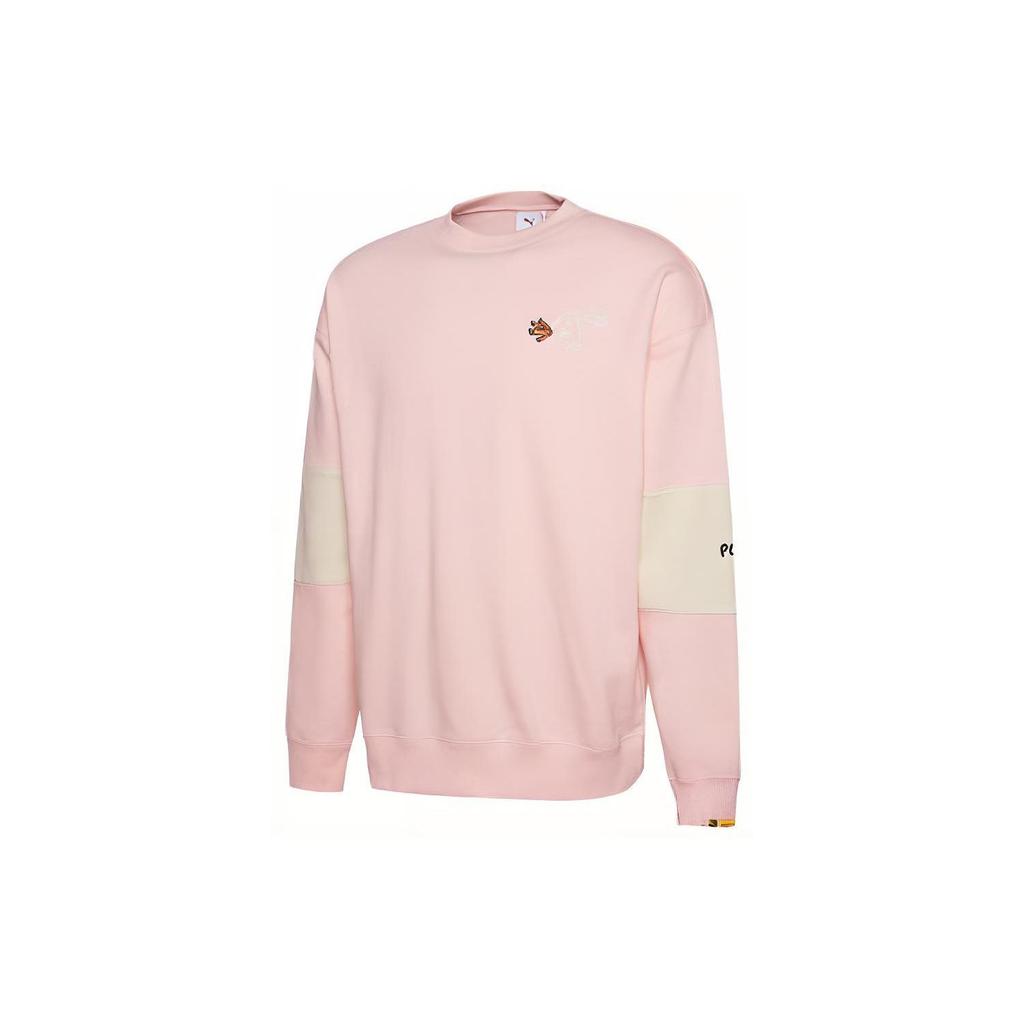 Puma Randomevent Collaboration Crew Neck Sweater with Letter Logo Men Sweatshirt Light-Pink 59666473