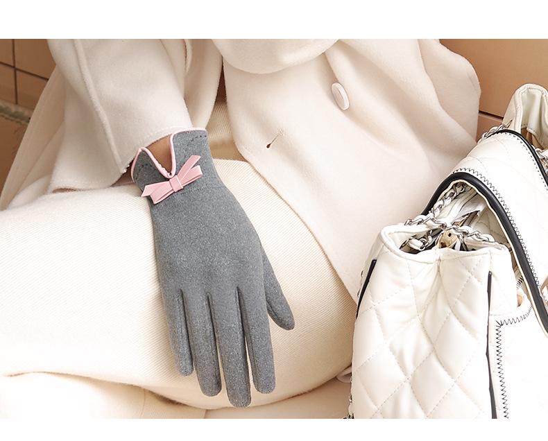 Women's Cute Warm Winter Touchscreen Velvet Bow Gloves DY28