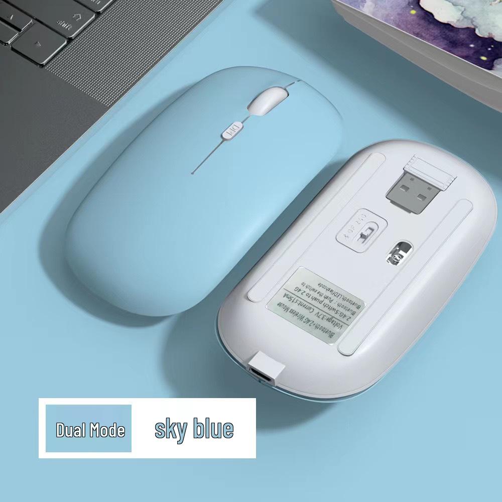 Macaron Color Dual-Mode Wireless Bluetooth Mouse for Silent Use with iPad, Phone, or Laptop
