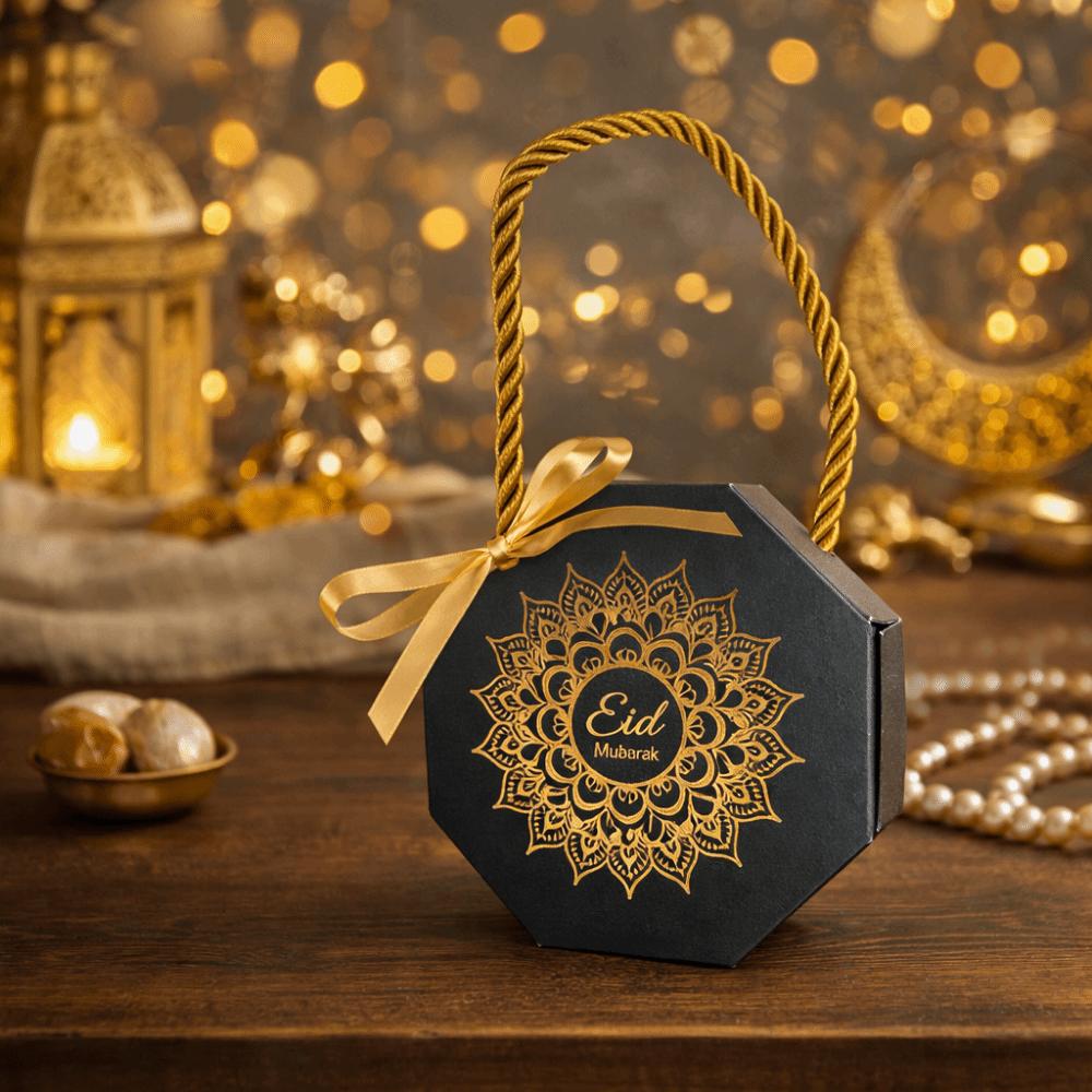 10Pcs Portable Eid and Ramadan Gift Boxes Gold Stamping Ramadan Gift Box  Party Favor Supplies