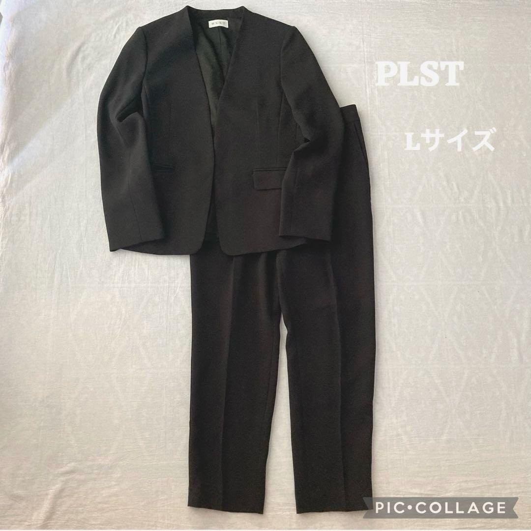 PLST Collarless Pant Suit Setup L Black