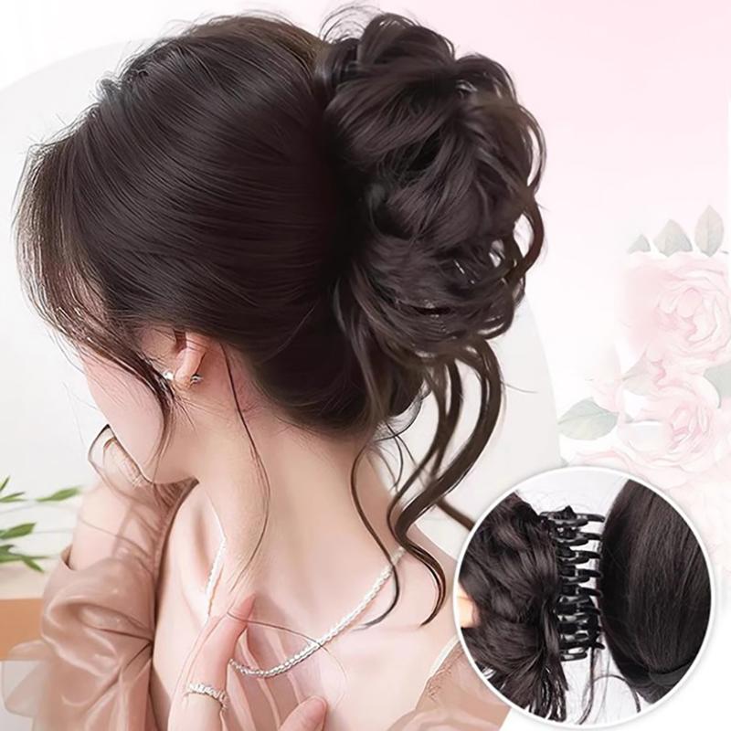 Women Synthetic Hair Bun Bud Wig Bag Claw Clip To Increase Hair Pony Tail Hair Piece Daily Party Lifelike Styling Tools