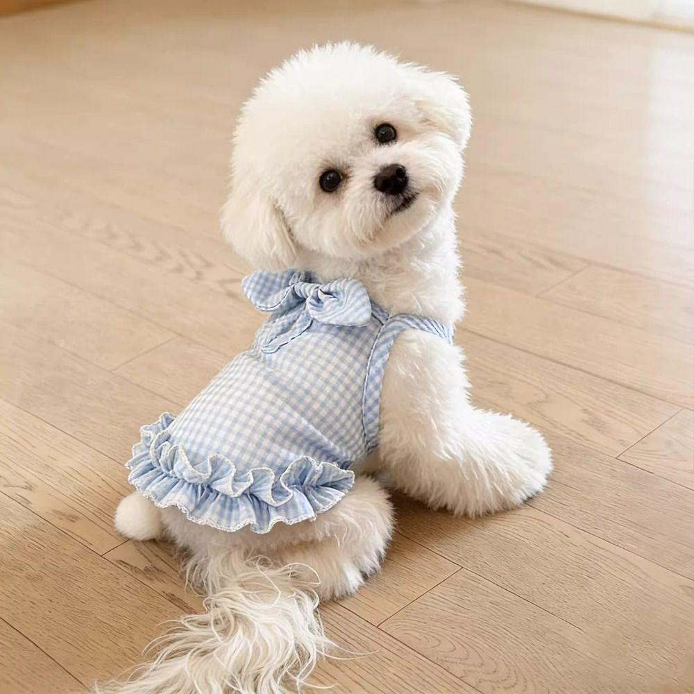 Rüschenrand Haustier Hundekleid Leicht Atmungsaktiv Haustierkleid Hundegeschirr Weste Frühling Sommer