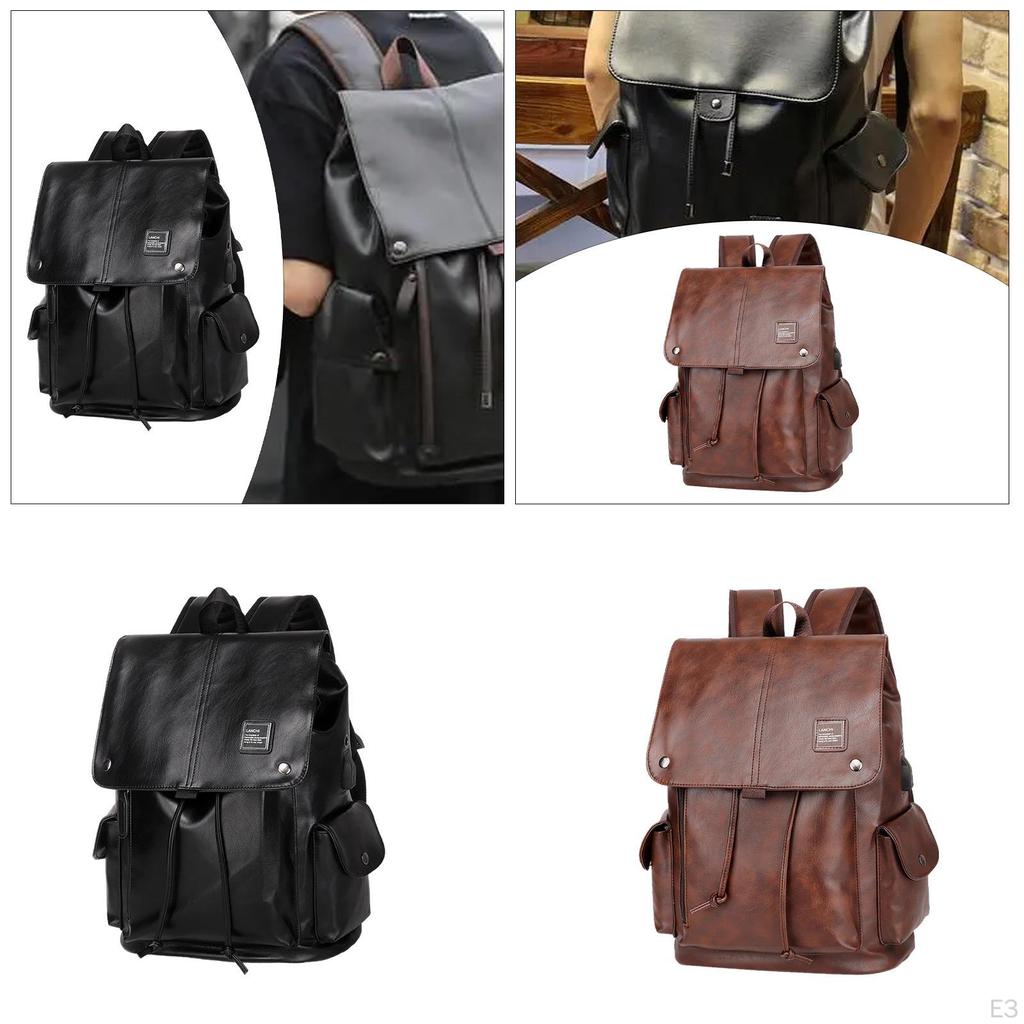 Fashion PU Leather Backpack Fit 15.6 Inch Computer Waterproof Multipurpose for
