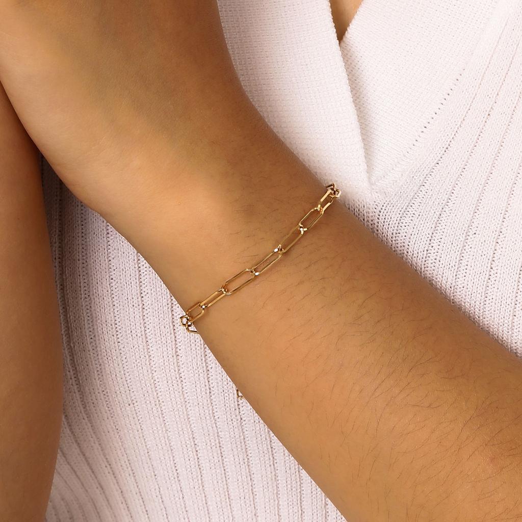 3.5mm Minimalist Stainless Steel Square Cable Chain Bracelets for Women,Female Gold Color Charm Bracelets Jewelry Brithday Gift