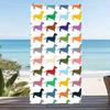 Rainbow Multi Tone Dachshund Silhouette Beach Towel,lightweight sand-block fabric for lake visits,pool rest & park downtime