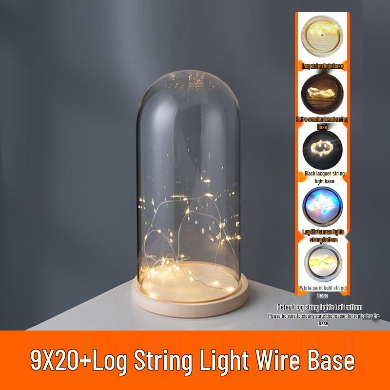 LED Sea Urchin Night Light with Preserved Flower in Glass Cover