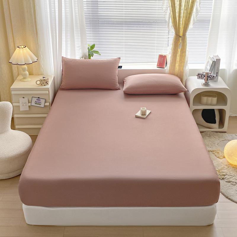 Pure Cotton Solid Color Single Product Fitted Sheet Bed Cover Dust Cover Bed Bag Protective Cover