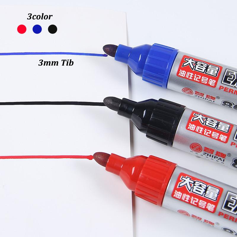 3color Large-Capacity Marker,3mm Round Toe,Oil-Based Big-Ended Marker Pen,Refillable ink,Waterproof,Non-Erasable