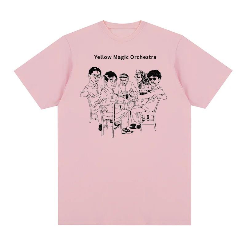 Yellow Magic Orchestra (YMO) Hand-Drawn Line Art Vintage T-Shirt, Unisex Japanese Electronic/City Pop Fan Streetwear Tee, 100% Cotton Casual Short