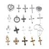 20pcs Cross Charms Handmade Pendant Making Fit Vintage Tibetan Bronze Silver Color DIY For Bracelet Necklace