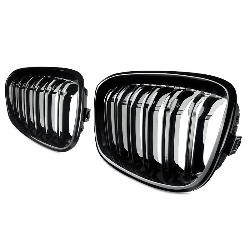 For 2011-2014 BMW F20 F21 1-Series M Look Kidney Grille Grill Gloss Black Twin Bar CAR Accessories QCYZR1