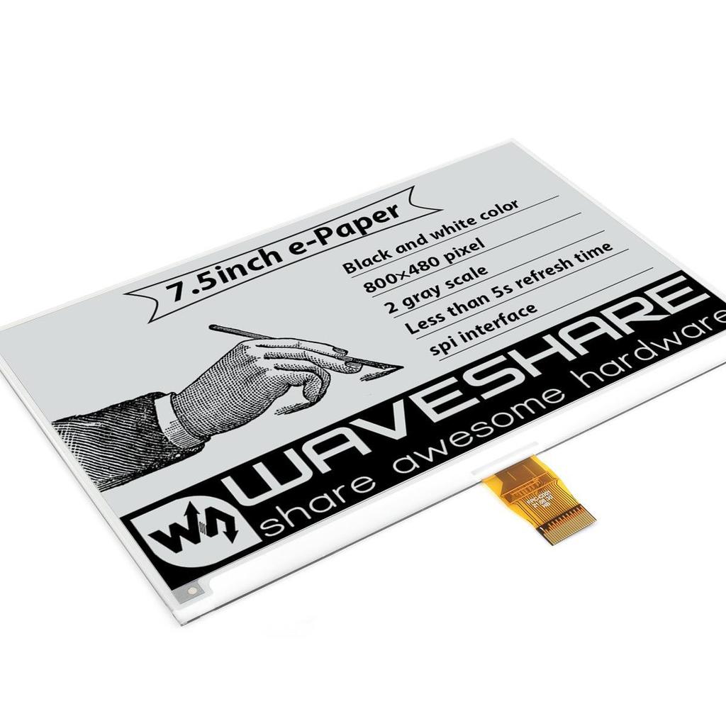 7.5" E-Paper Display with 800x480 Resolution In Black & White