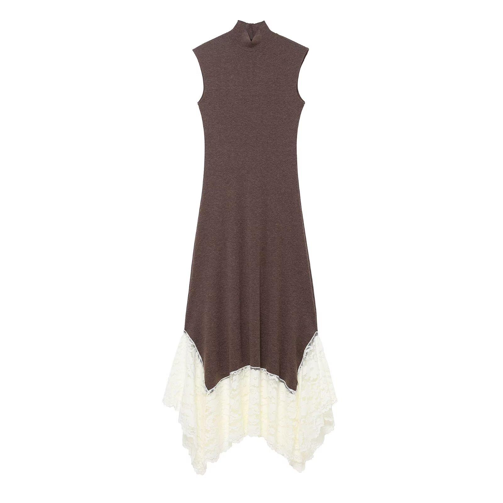 Women s explosive lace splicing long dress S