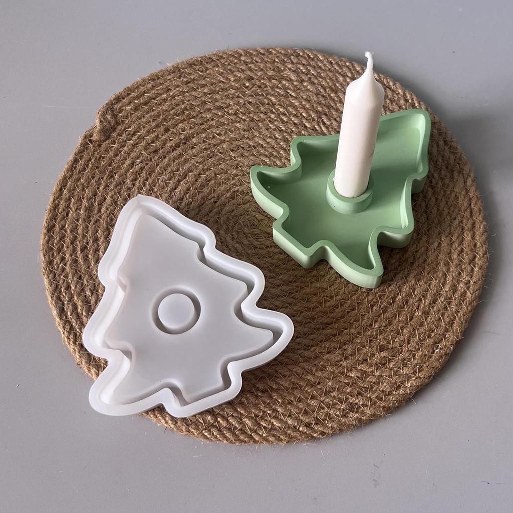 Christmas Candle Mold Silicone Silicone Candle Holder Mold Tree Shaped Candle Holder Mold Lightweight For Dining Table Home