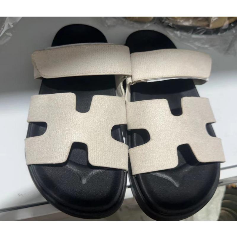Large size flat slippers women's summer new flat Velcro sandals
