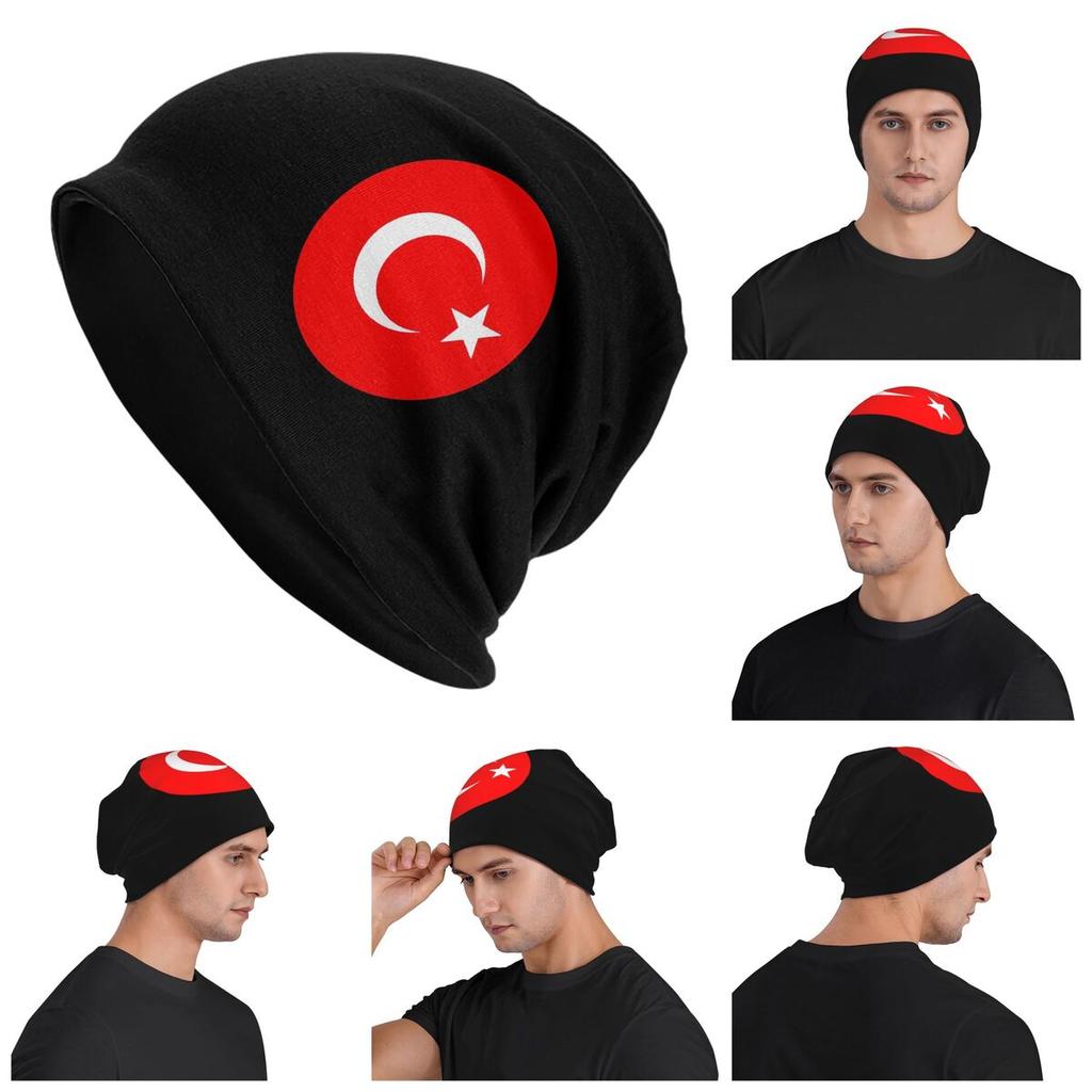 Turkey Flag Round Turkish Pride Men Women Adult Beanies Caps Knitted Bonnet Hat Warm Fashion Autumn Winter Skullies Hats