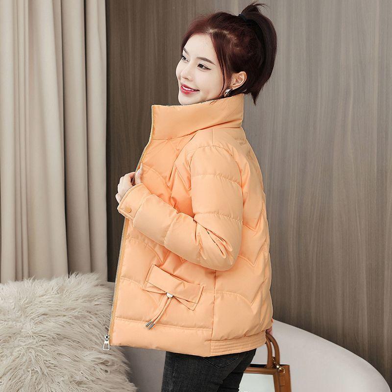 Damen Kurzer Steppmantel im koreanischen Stil Verdickt Stehkragen Locker Lässig Winterjacke