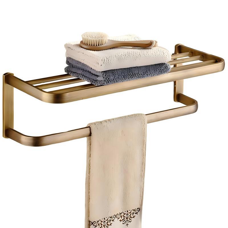 Antique European-Style Rose Gold Towel Rack for Bathroom Storage