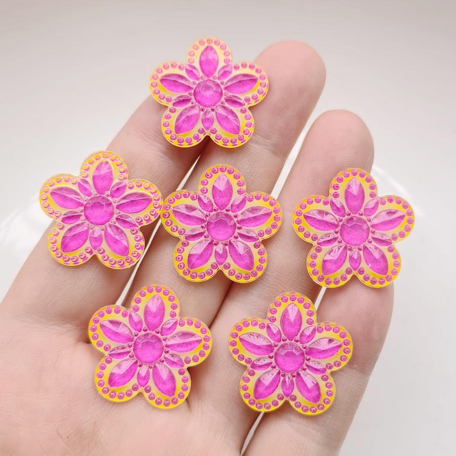 10 Pieces of Charming 25mm Flower Shaped Rhinestone, Suitable for Jewelry Making DIY Local Ear Decoration Accessories