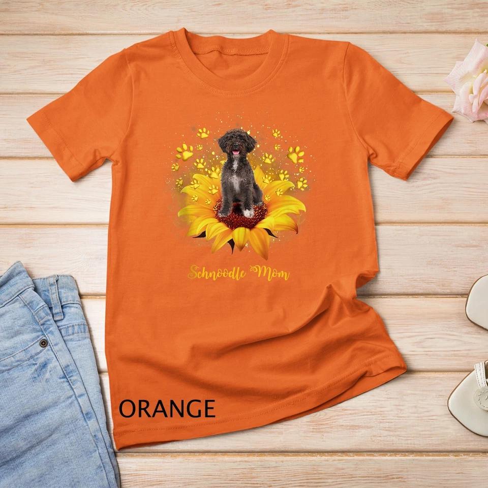 Schnoodle Mom Sunflower With Dog Paw Mother s Day Unisex T-shirt 5 M