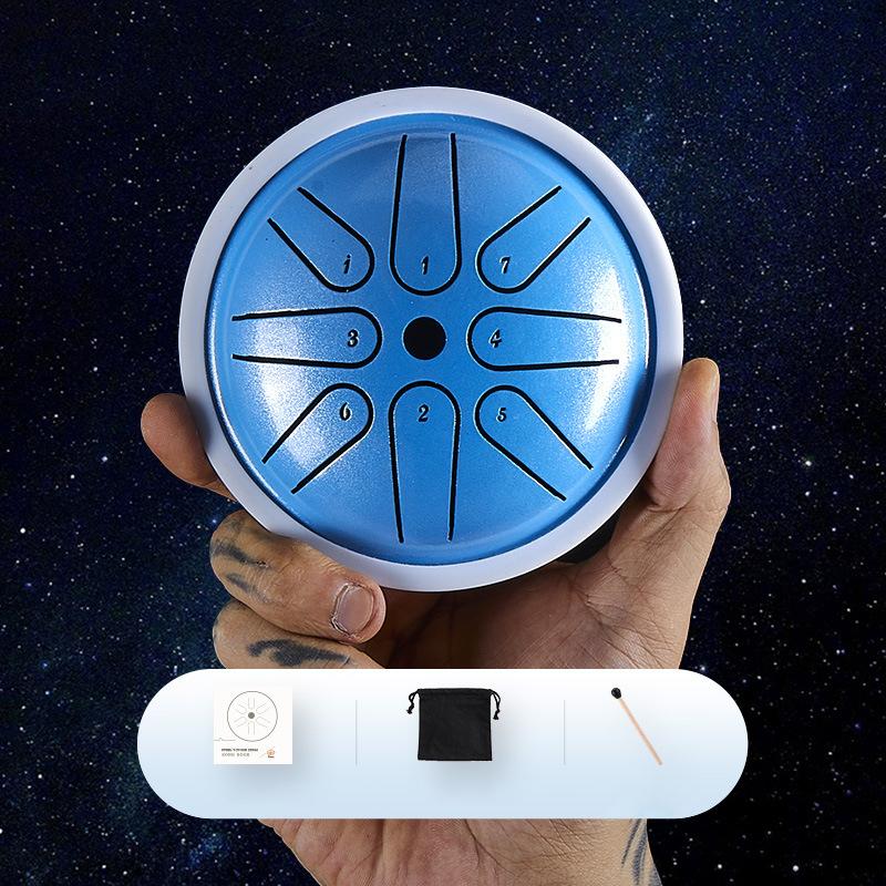 

Hluru 4 Inch Steel Tongue Drum 8 Notes Key C Glucophone Tank Drum Handpan for Kids Gifts Meditation Instrument синий