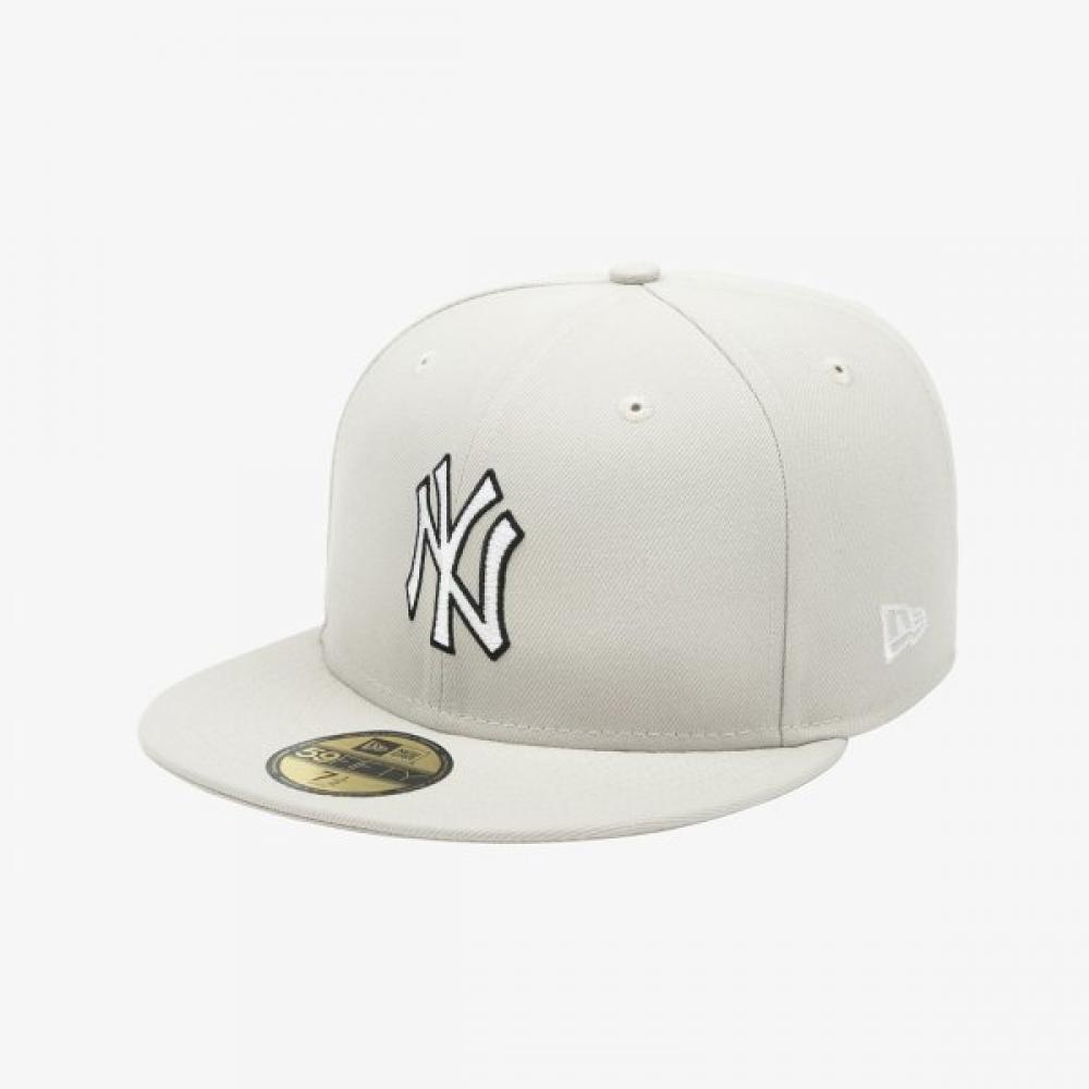 New Era Basic Outline Fitted Cap New York Yankees Stone GREY/738