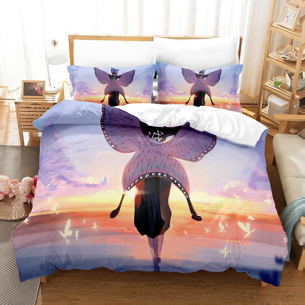 

Модный комплект постельного белья в стиле аниме «Убийца демонов», односпальный, двуспальный, двуспальный, двуспальный, для взрослых и детей, для спальни, пододеяльник, комплект домашнего текстиля EU Twin 135x200cm